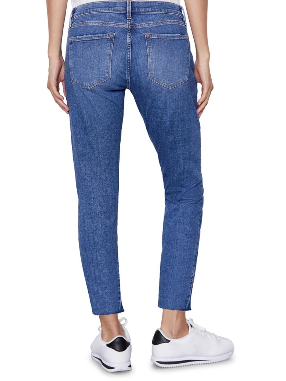 FRAME Le Garcon Slim Boyfriend Jeans Blue Gratitude Raw Hem LGJRA785 Sz 30 - Picture 2 of 13